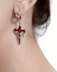 [ Bloodstone ] Gothic Cross Earrings