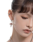 [ Bloodstone ] Gothic Cross Earrings